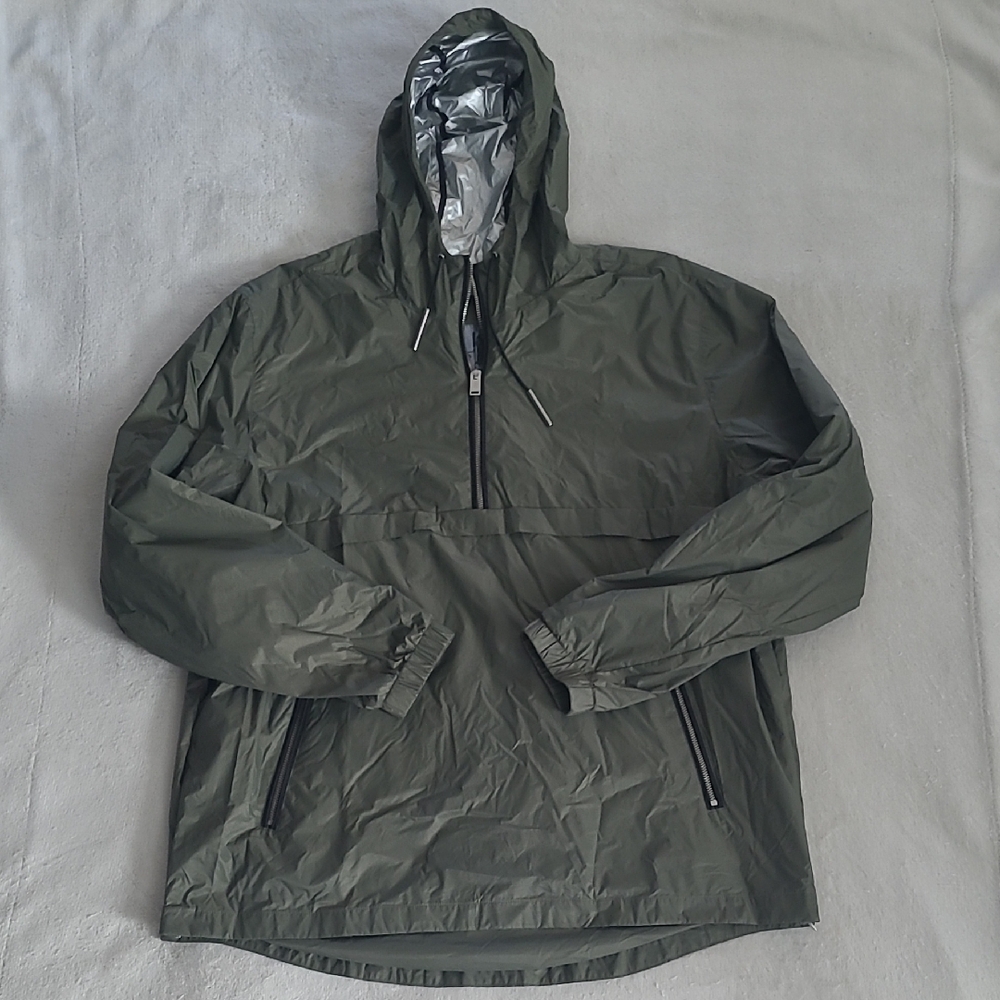 The Very Warm Windbreaker XXL Green Hooded Unisex Streetwear Lightweight Jacket